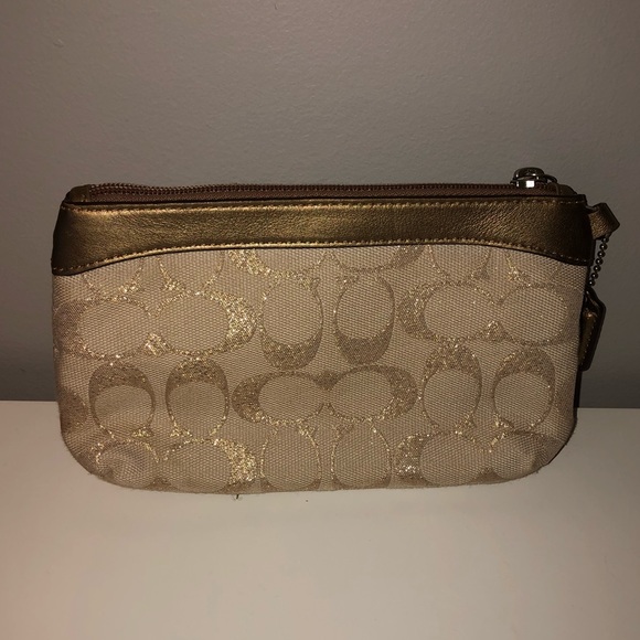 Coach Khaki Signature Canvas in Glitter Wristlet - Picture 3 of 4